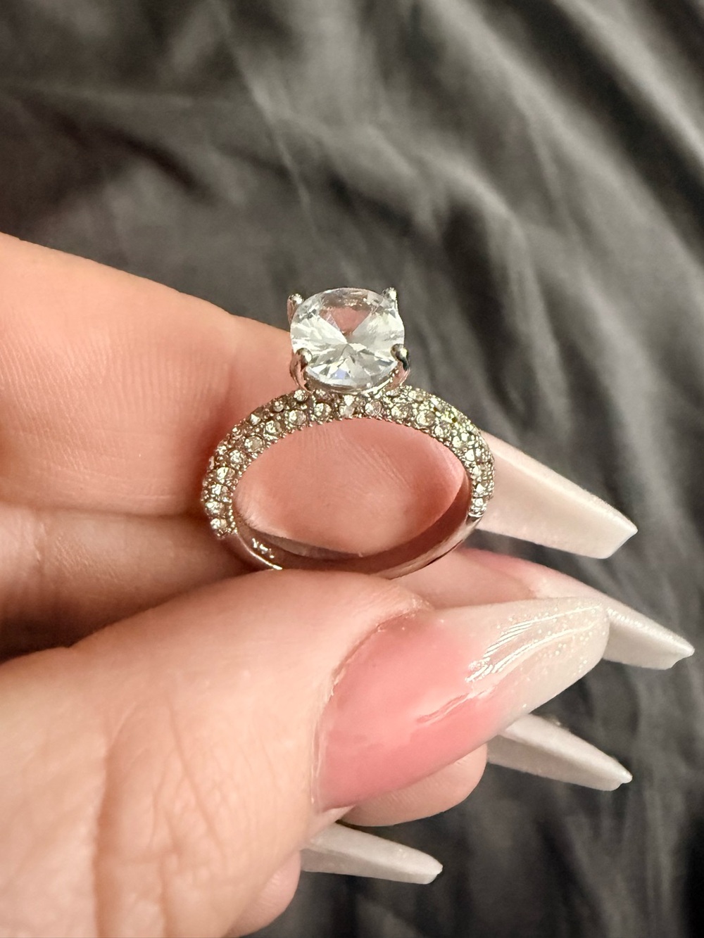 14k plated Solitaire Ring size 9 White Sapphire